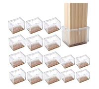 YGMXZL - Tappi per piedi per sedie, 16 pezzi, trasparenti per mobili, in silicone, con cuscinetti in feltro, gambe rettangolari