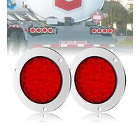 Ygmylandbb 4inch Luci posteriori, 12-24V 16 LED Rotondo LED Fuoco Freno Fuoco, Luce di frenata per auto adatta per camion rimorchi Caravanes, 2pcs