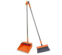 YGNNBC Questo set di paletta e scopa con manico lungo è uno strumento versatile con una scopa girevole antivento e un manico lungo per soluzioni di pulizia efficaci (arancione)