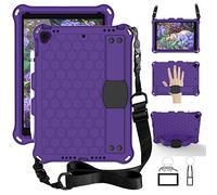 YGoal Custodia per iPad 9.7 - con Tracolla a Mano e Tracolla Custodia Protettiva Antiurto per Bambini Morbida Silicone Case Cover per iPad 9.7/iPad Air 9.7, Porpora