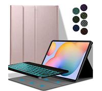 YGoal Tastiera Custodia per Galaxy Tab A7 Lite, [Italiana Layout con é.ç .§] 7 Colors Backlit Pelle PU Custodia con Rimovibile Wireless Tastiera per Samsung Galaxy Tab A7 Lite 8.7 T220/T225, Rosa Oro