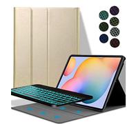 YGoal Tastiera Custodia per Honor V7 Pro, [Italiana Layout con é.ç .§] 7 Colors Backlit Pelle PU Custodia con Rimovibile Wireless Tastiera per Honor V7 Pro, Oro