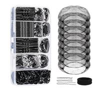 YGQQOY Forcine per capelli e rete per chignon, kit di accessori per capelli da danza con 100 forcine a forma di U, 50 forcine, 100 elastici in gomma, 8 retine invisibili, 2 elastici per capelli per