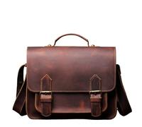 YGSGJSP Borsa per Documenti Ufficio Borse a tracolla retrò in vera pelle for uomo e donna, borsa a tracolla in pelle di vacchetta naturale, borsa casual di lusso Cambridge Bags(Coffee)