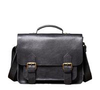 YGSGJSP Borsa per Documenti Ufficio Borse a tracolla retrò in vera pelle for uomo e donna, borsa a tracolla in pelle di vacchetta naturale, borsa casual di lusso Cambridge Bags(Dark Black)