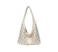 YGSGJSP Borsa Rivet Borsa a secchiello con tracolla rivetti a pois rotondi da donna, tinta unita, sotto le ascelle(Ivory)