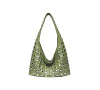 YGSGJSP Borsa Rivet Borsa a secchiello con tracolla rivetti a pois rotondi da donna, tinta unita, sotto le ascelle(Light green)