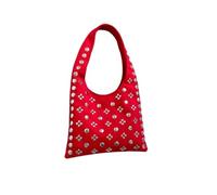 YGSGJSP Borsa Rivet Borsa a tracolla sotto le ascelle con rivetti a pois in pelle scamosciata da donna borchie in metallo moto stile punk vintage(Red)