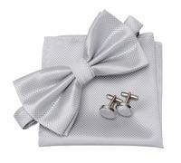 YGSGJSP Cravatte da uomo Set di papillon da uomo 3 pezzi Plaid Gemelli formali for feste matrimonio Papillon Fazzoletto Lotti tre per completare(Color 15)