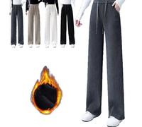 YGSIKY Pantaloni a Gamba Larga in Velluto a Coste a Vita Alta,più Pantaloni in Velluto a Coste Ispessito,Pantaloni Vintage a Gamba Larga con Tasche,Pantaloni Dritti Imbottiti e Ispessiti (L,Grey)