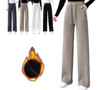 YGSIKY Pantaloni a Gamba Larga in Velluto a Coste a Vita Alta,più Pantaloni in Velluto a Coste Ispessito,Pantaloni Vintage a Gamba Larga con Tasche,Pantaloni Dritti Imbottiti e Ispessiti (4XL,Brown)