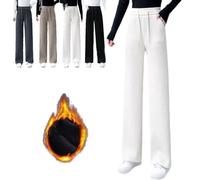 YGSIKY Pantaloni a Gamba Larga in Velluto a Coste a Vita Alta,più Pantaloni in Velluto a Coste Ispessito,Pantaloni Vintage a Gamba Larga con Tasche,Pantaloni Dritti Imbottiti e Ispessiti (XXL,White)