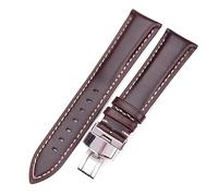 YGUK0J 18-24mm Donna Uomo Vintage Smooth Watch Band Strap Cinturino In Vera Pelle Marrone Scuro Cinturino In Metallo Con Chiusura A Farfalla Deployment Buckle(Dark Brown,20mm)