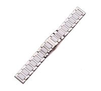 YGUK0J Bracciale In Acciaio Inossidabile Con Maglie In Ceramica Centrale 16mm 18mm 20mm Uomo Donna Cinturino Cinturino Bianco Nero Cinturino In Metallo Con Doppia Chiusura A Scatto(White,16mm)