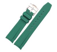 YGUK0J Cinturino for orologio in gomma con estremità curva da 20 mm compatibile con cinturino Submariner in silicone morbido nero verde blu cinturino da polso for immersioni(Green)