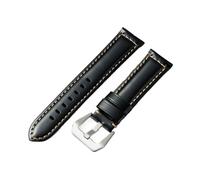 YGUK0J Cinturino in vera pelle Crazy Horse fatto a mano, linea spessa, da uomo, compatibile con 20, 22, 24 e 26 mm.(Glossy black,20mm)