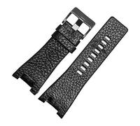 YGUK0J Cinturino In Vera Pelle Da 32 Mm Compatibile Con For Orologio Diesel Compatible with DZ1216 DZ1273 DZ4246 DZ4247 DZ287 Cinturino Da Polso Morbido E Traspirante(BlackA black buckle)