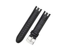 YGUK0J Compatibile Con Swatch Yrs403 412 402 Con Strumento Nero Marrone Pelle Bovina Modello Coccodrillo Accessori Uomo Cinturini Biforcati Ad Arco Concavo 21mm(Black(ZJ)-Steel)