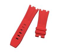 YGUKOJ 28mm nero blu 15703 Natura Gomma in silicone in silicone orologio da uomo orologio cinturino in forma for Ap. Guarda Audemars e Piguet Belt Logo Tools(Red,With black buckle)