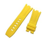 YGUKOJ 28mm nero blu 15703 Natura Gomma in silicone in silicone orologio da uomo orologio cinturino in forma for Ap. Guarda Audemars e Piguet Belt Logo Tools(Yellow,Without buckle)
