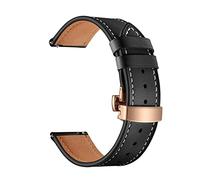 YGUKOJ Cinturino in pelle da 20 mm Compatibile con Samsung Galaxy Watch 4 3 Band classica 42mm 46mm attivo 2 40mm 44mm Bracciale da 41 mm for Garmin Venu/Mq Cintura(Black-Rosegold Clasp)