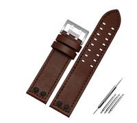 YGUKOJ Compatibile con cinturino in vera pelle da 22mm 22mm con orologio da campo Hamilton Khaki H760250 H77616533. Fibbia a bottone cinturino for orologio con cinturino(B brown silver,20mm)