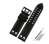 YGUKOJ Compatibile con cinturino in vera pelle da 22mm 22mm con orologio da campo Hamilton Khaki H760250 H77616533. Fibbia a bottone cinturino for orologio con cinturino(Black white black,20mm)
