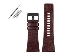YGUKOJ Compatibile con Diesel/Police Watchands Polsino da uomo GRANDE GRANDE BANDS 2 6mm 28mm 30mm 32mm Cinturino in pelle nera in pelle genuina marrone(Brown BK,32mm)