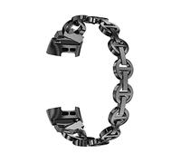 YGUKOJ Compatibile con Fitbit Charge 5 Smart Watch Band Cinturino in Acciaio Inossidabile Bracciale a Catena con Anello in Metallo for Charge 2 3 4(Black_for Charge 2)