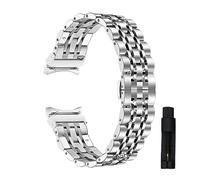 YGUKOJ Compatibile con Galaxy Watch 4 Band 44mm 40mm Galaxy Watch 4 Classic 46mm 42mm Cinturino No Gaps Bracciale in acciaio inossidabile Estremità curva(Silver tool,Galaxy watch 4 44mm)
