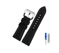 YGUKOJ Compatibile con Panerai Watch Strap PAM00984 00985 PAM111 PAM441. Accessorio for braccialetto in cuoio in nylon stealth 24 26mm di grandi dimensioni for uomo(Black gray line,24mm Black Buckle)