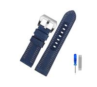 YGUKOJ Compatibile con Panerai Watch Strap PAM00984 00985 PAM111 PAM441. Accessorio for braccialetto in cuoio in nylon stealth 24 26mm di grandi dimensioni for uomo(Blue gray line,26mm Black Buckle)