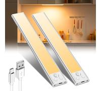 YGVQN Lampada da armadio con sensore LED, armadio da cucina wireless ricaricabile USB - 30 cm, illuminazione a LED da 1500 mAhLED per cucina ufficio luce notturna - spogliatoio | 2 pacchetti