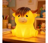 YGVQN Luce Notturna Carina Mucca delle Highlands, Lampada Touch in Silicone Morbido Ricaricabile, Dimmerabile con Timer 20 Minuti, Luce LED per Cameretta & Allattamento, Regalo per Ragazzi Ragazze