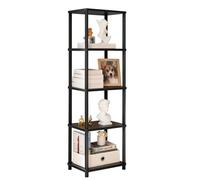 YGYQZ Libreria a 5 livelli, nera, alta scaffalatura stretta, facile installazione, libreria aperta, scaffale angolare autoportante, per camera da letto, soggiorno, 40 x 30 x 130 cm