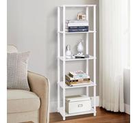 YGYQZ Libreria a 5 ripiani, bianca, alta scaffalatura stretta, libreria aperta, scaffale angolare autoportante per camera da letto e soggiorno, 40 x 30 x 130 cm