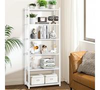 YGYQZ Libreria a 6 ripiani, alta scaffalatura stretta, facile installazione, libreria aperta, scaffale angolare autoportante, per camera da letto e soggiorno, 163 x 80 x 30 cm, bianco