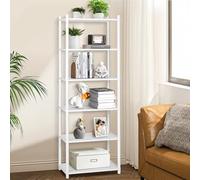YGYQZ Libreria a 6 ripiani, bianca, alta scaffalatura in legno, libreria da pavimento per soggiorno, camera da letto, ufficio, 60 x 30 x 165 cm