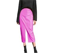 YGZHANYUANOKU Matte PU Donne Matita Madi Gonna Spandex Vintage Ecopelle Indietro Split Gonna Partito Clubwear Personalizzabile, rosa, 5XL