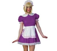YGZHANYUANOKU Mini abito da cameriera in PVC con colletto alla Peter Pan con finiture in pizzo e maniche a sbuffo pieghettate, costume cosplay con grembiule personalizzabile, fucsia, 5XL