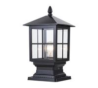 YGZPALH Lampada Da Giardino In Stile Europeo Con Testa A Colonna, Lampada Da Pilastro In Vetro Trasparente Con Base Montaggio Su Molo, Moderna Luce Nera Antiruggine Impermeabile Per Patio, Veranda