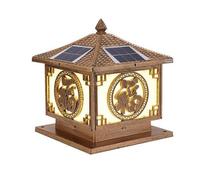 YGZPALH Luci solari a colonna color bronzo ruggine per esterni, impermeabili, con base di montaggio sul molo, luci vintage a energia solare per pali in legno 4 x 4 in giardino, terrazza patio