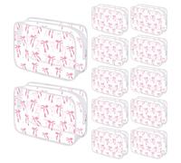 ygzQibhg 12 sacchetti trasparenti per il trucco con fiocco rosa con cerniera trasparente borsa cosmetica coquette fiocco rosa bomboniere pigiama party forniture sfuso compleanno briday doccia regali