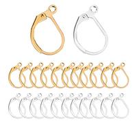 YHAILI 100 ganci per orecchini, placcati oro, in ottone francese, chiusura a monachella, design aperto, per la creazione di gioielli (50 oro e 50 argento)