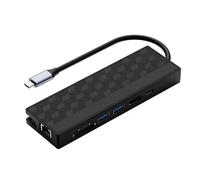 YHAILI Adattatore USB C a 7 porte con porta multimediale 4K30hz Gigabit Ethernet e ricarica PD100W 2xUSB3.0 Docking Station