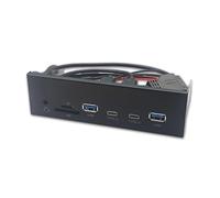 YHAILI Pannello frontale USB hub USB3.2 Gen1 5.25Inch Pannello frontale con doppia porta USB 3.0 Tipo C e lettore di schede di memoria adattatore auricolare