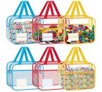 YHANEC 6 sacchetti portaoggetti per giocattoli, impermeabili, organizer per giocattoli con sacchetto di istruzioni e etichetta per nome, borsa per cosmetici trasparente per la conservazione Lego (XXL)