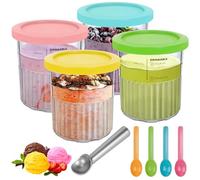 YHANEC Per contenitori Ninja Creami Deluxe, NC501 NC500 Serie 680 ML Ninja Gelatiera Set di 4 accessori ninja per macchina per il ghiaccio lavabile in lavastoviglie, perfetto per gli amanti del gelato