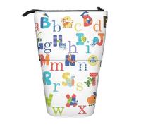 YHBLYKXP Astuccio retrattile verticale colorato con stampa dell'alfabeto animale, borsa portaoggetti, adatta per viaggi in ufficio e trasporto quotidiano
