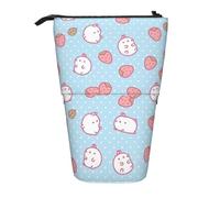YHBLYKXP Astuccio verticale retrattile con stampa di fragole e personaggi dei cartoni animati, borsa portaoggetti, adatta per viaggi in ufficio e trasporto quotidiano